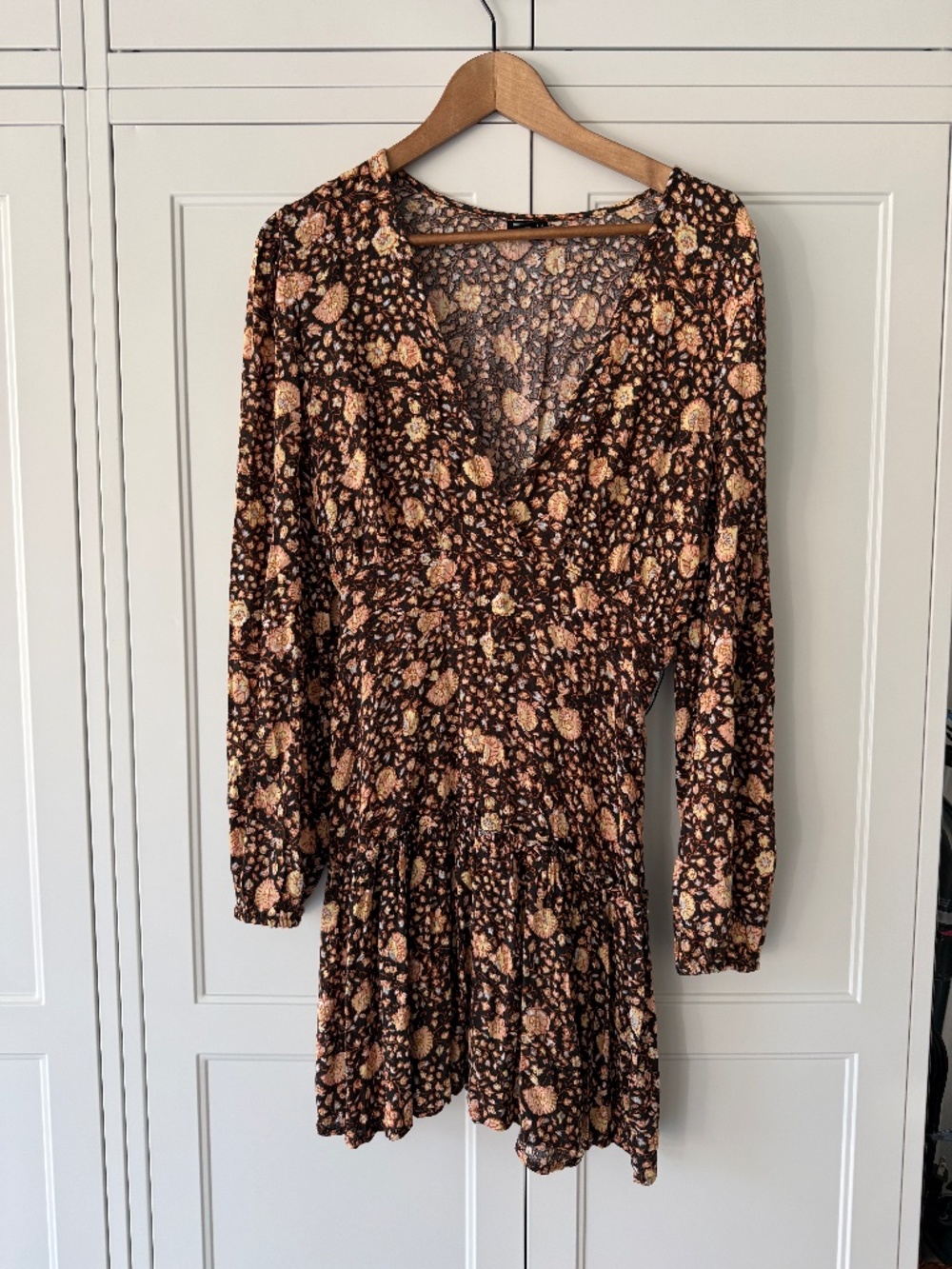 Women's Billabong Golden Glow Floral Long Sleeve Dress floral print ruffle skirt